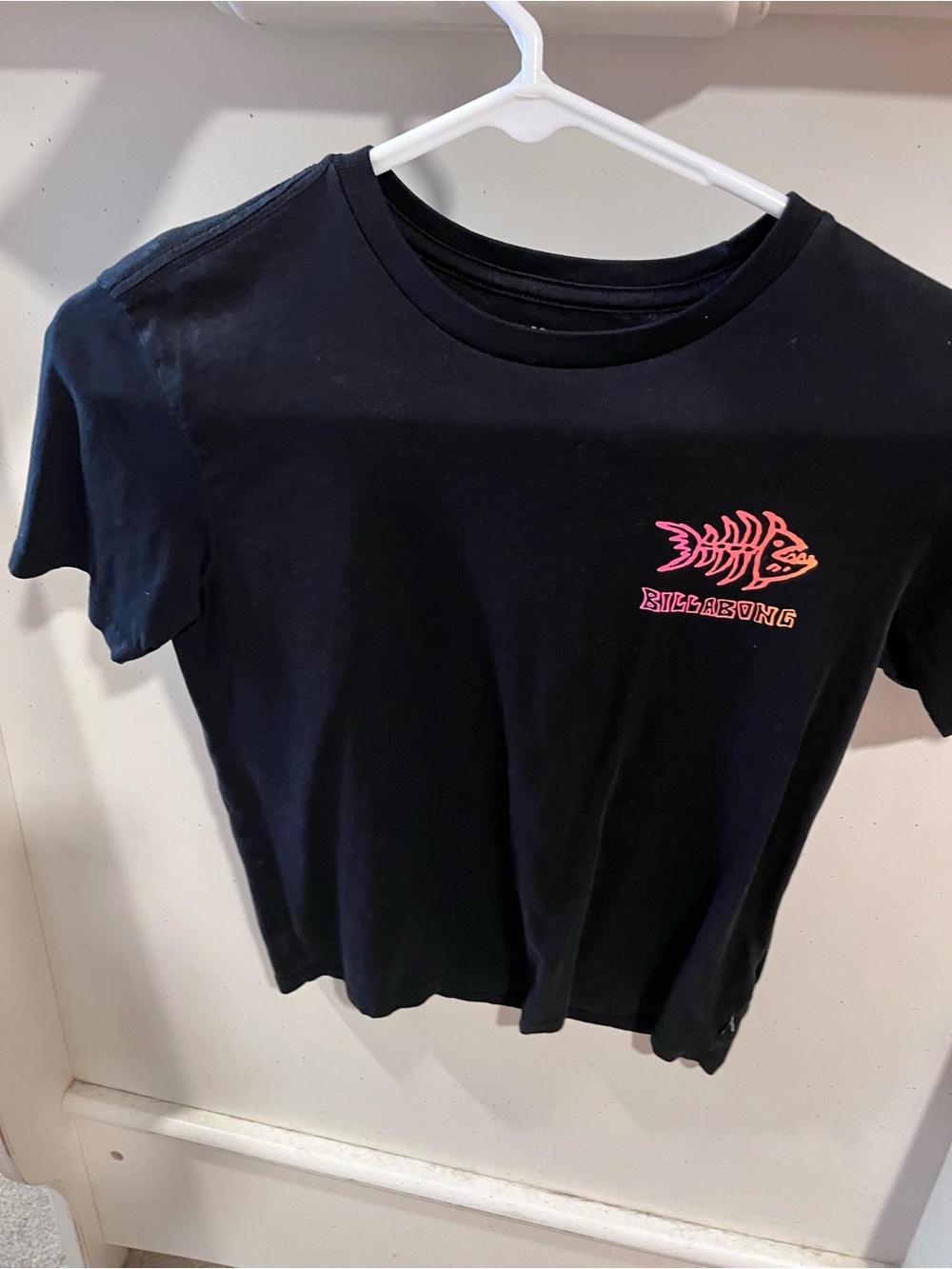 Billabong Black Tee with Pink and Orange Fish Logo